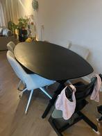 Zwarte ovale eettafel hout, Huis en Inrichting, Ophalen, 100 tot 150 cm, 200 cm of meer, Zo goed als nieuw