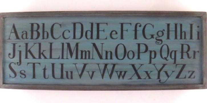 Houten handgeschilderd alfabet bord/sober/school/kinderkamer, Antiek en Kunst, Antiek | Schoolplaten, Overige thema's, Ophalen of Verzenden