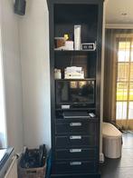Zwarte massief houten tv-kast / boekenkast, Huis en Inrichting, Kasten | Boekenkasten, Ophalen, Gebruikt, 200 cm of meer, 50 tot 100 cm