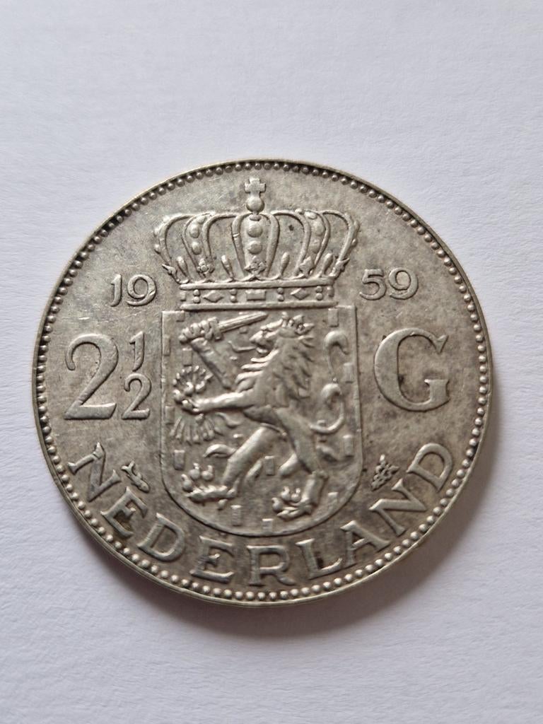 Zilveren Rijksdaalder 1959 - Koningin Juliana, Postzegels en Munten, Munten | Nederland, Koningin Juliana, Zilver, Ophalen of Verzenden