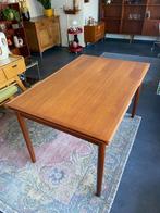 Vintage teak uitschuifbare eettafel van 123 cm tot 222 cm, Ophalen, Gebruikt, Teakhout, 200 cm of meer