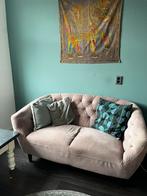 Tweezits bank & Lovechair - Roze Velvet, Ophalen, Gebruikt, 150 tot 200 cm, Tweepersoons