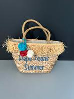 Pépé jeans rieten handtas met pom pom, Ophalen of Verzenden, Zo goed als nieuw, Beige, Handtas