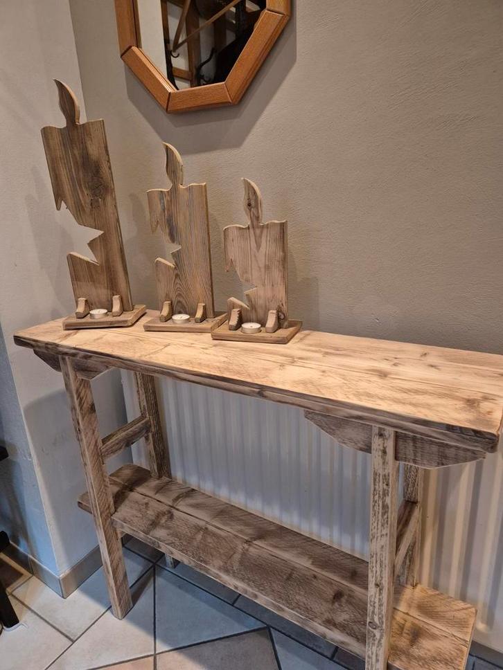 Houten sidetable met plank 100x80x28 cm, Huis en Inrichting, Tafels | Sidetables, 25 tot 50 cm, Rechthoekig, Ophalen of Verzenden