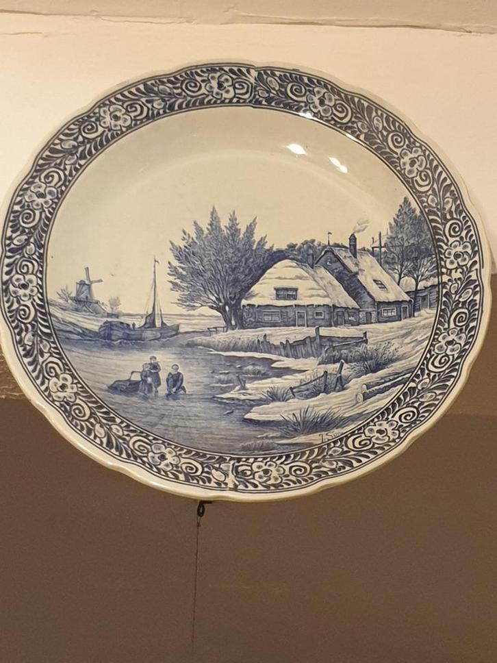Delfts Blauw Wandbord Groot, Antiek en Kunst, Antiek | Wandborden en Tegels, Ophalen of Verzenden