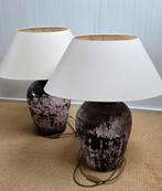 2 MOOIE LAMPEN, GEMAAKT OUDE CHINESE RIJSTPOTTEN INCL KAPPEN, Ophalen, Zo goed als nieuw, Rond, 50 cm of meer