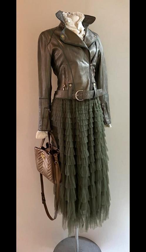 Sylvie Schimmel 38 lams leren jasje jackje brons/khaki, Kleding | Dames, Jasjes, Kostuums en Pakken, Zo goed als nieuw, Maat 38/40 (M)