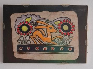MADHUBANI (India), Schilderijtje op scheppapier.  Miniatuur  beschikbaar voor biedingen