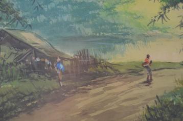 Indonesische aquarel, gesigneerd, Raden Katamsi? beschikbaar voor biedingen