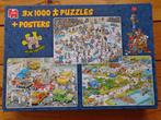 Puzzel Jan van Haasteren 3x 1000 st. Yshockey, Cars, Camping, Ophalen of Verzenden, 500 t/m 1500 stukjes, Zo goed als nieuw, Legpuzzel