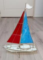 vintage stained glas en metalen chroom zeilboot jacht, Antiek en Kunst, Antiek | Glas en Kristal, Ophalen of Verzenden