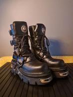 New Rock Reactor Black Leather Metallic Boots maat 39, Kleding | Dames, Schoenen, Ophalen of Verzenden, Zo goed als nieuw, Zwart