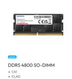 adata DDR5 16GB SO-DIM 4800 CL40 KIT (2x8GB), Computers en Software, RAM geheugen, Nieuw, 16 GB, Ophalen of Verzenden, DDR5