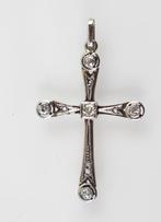 Art Deco hanger kruisje goud, platina, diamant, ca. 1920, Sieraden, Tassen en Uiterlijk, Antieke sieraden, Ophalen of Verzenden