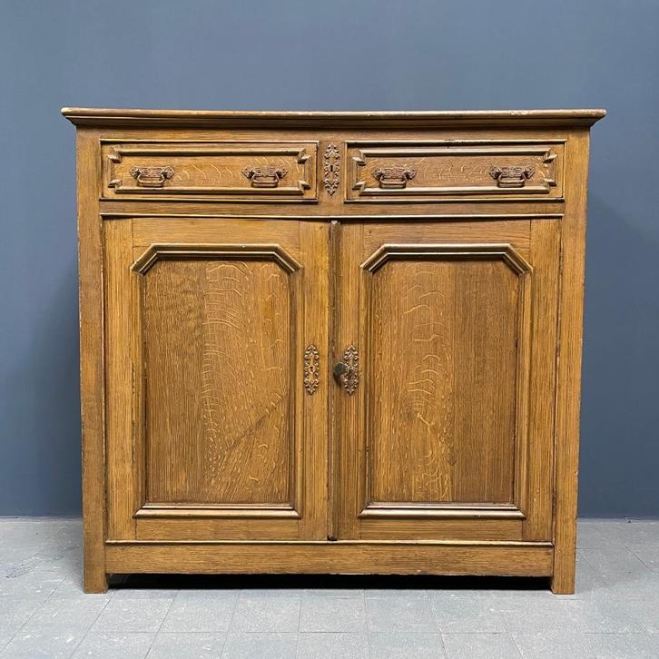 Beschilderde antieke oude Franse houten meidenkast vintage, Antiek en Kunst, Antiek | Meubels | Kasten, Ophalen