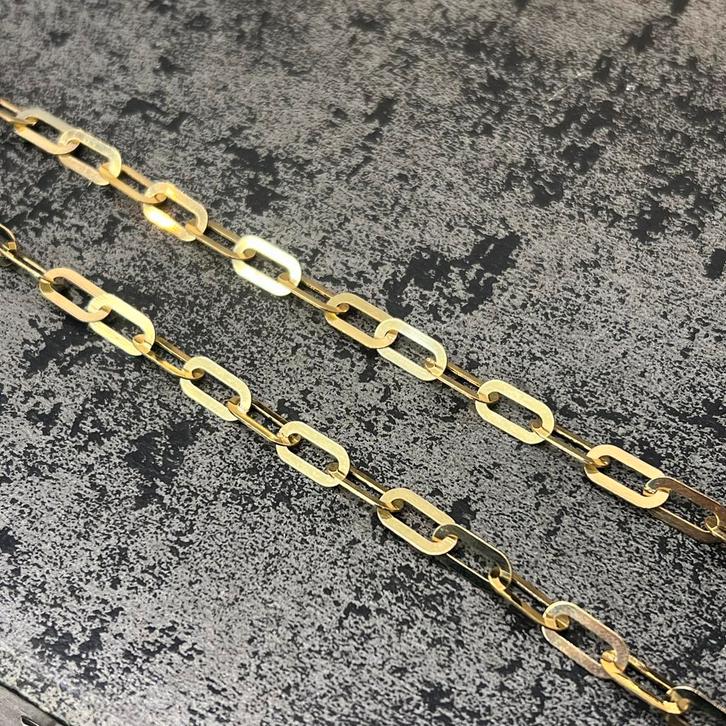 14 karaats gouden ketting collier peperclip model, Sieraden, Tassen en Uiterlijk, Kettingen, Zo goed als nieuw, Goud, Ophalen of Verzenden