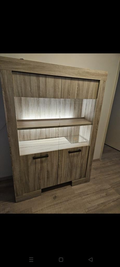 Vitrinekast met licht 120b/170h/47d, Met deur(en), 100 tot 150 cm, Glas, Ophalen of Verzenden