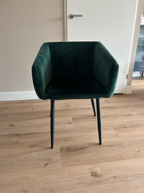 Zes donkergroene velours eetkamer stoelen Kick collection, Huis en Inrichting, Stoelen, Zo goed als nieuw, Vijf, Zes of meer stoelen