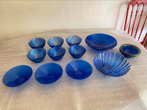 Blauw glasservies, Huis en Inrichting, Keuken | Servies, Overige stijlen, Glas, Ophalen of Verzenden