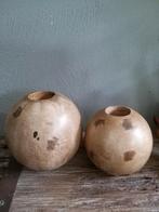 Houten bollen  waxinehouders, Ophalen of Verzenden, Gebruikt, Hout, Minder dan 25 cm