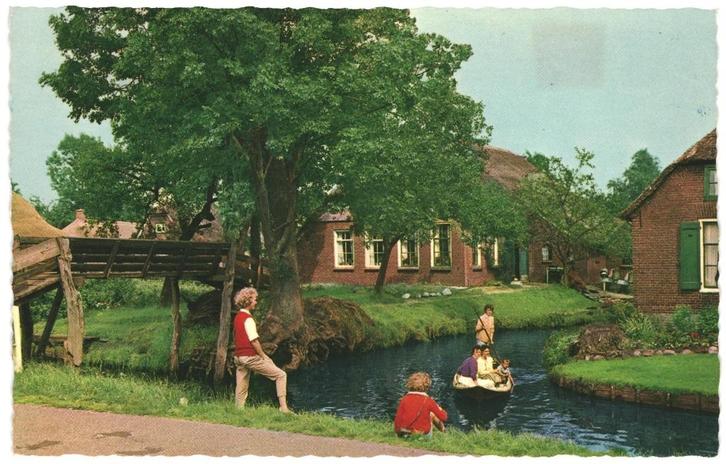 959250 Giethoorn Ov jr 60 70 punter niet gelopen, Verzamelen, Ansichtkaarten | Nederland, Ongelopen, Overijssel, 1960 tot 1980