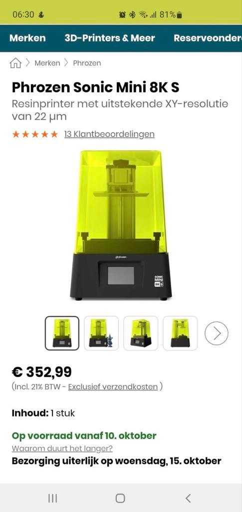 phrozen mini 8ks 3d printer en curing station ruilen??, Computers en Software, 3D Printers, Nieuw, Ophalen of Verzenden