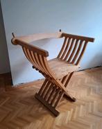 Naturel hardhouten schaarstoel met armleuningen, Ophalen, Gebruikt, Bruin, Neutraal / scandinavisch / modern