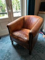 Leren fauteuil met beschadiging, Huis en Inrichting, Ophalen, Gebruikt, 75 tot 100 cm, Leer