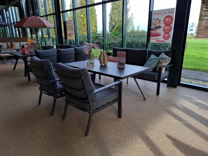 Senja lounge dining set stoel-bank 4-delig, Tuin en Terras, Tuinsets en Loungesets, Nieuw, Loungeset, Aluminium, 5 zitplaatsen