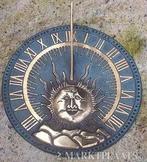 PLATTE BRONZEN ZONNEWIJZER / MUURHANGER, Huis en tuin decoratie Marie, Nieuw, Info@huisentuindecoratiemarie.nl, Peize