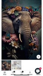 Canvas 2x  vos en olifant  kunst fineart art, Antiek en Kunst, Kunst | Schilderijen | Abstract, Ophalen of Verzenden