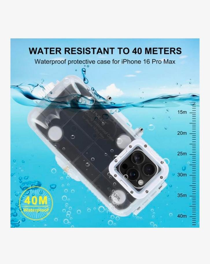 Puluz Duik Case - Onderwatercase voor Iphone 16 Pro Max!, Telecommunicatie, Mobiele telefoons | Hoesjes en Frontjes | Apple iPhone