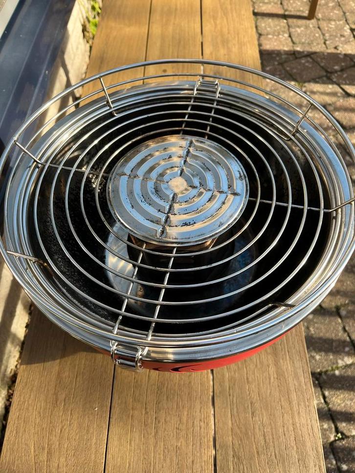 Tafel BBQ met ventilator + hoes - 34cm, Tuin en Terras, Elektrische barbecues, Gebruikt, Ophalen of Verzenden
