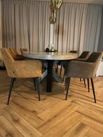 Eettafel 2.40 bij 1.20 grijs/betonlook incl. 7 kuipstoelen, Huis en Inrichting, Tafels | Eettafels, Ophalen, Gebruikt, 100 tot 150 cm