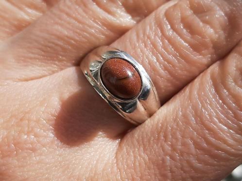 Vanoli 925 zilveren herenring met goudsteen maat 19,75, Sieraden, Tassen en Uiterlijk, Ringen, Nieuw, Heer, 19 tot 20, Overige kleuren