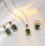 Groene Zirkoon Sieraden Set (4 stuks), Overige materialen, Nieuw, Ophalen of Verzenden, Groen