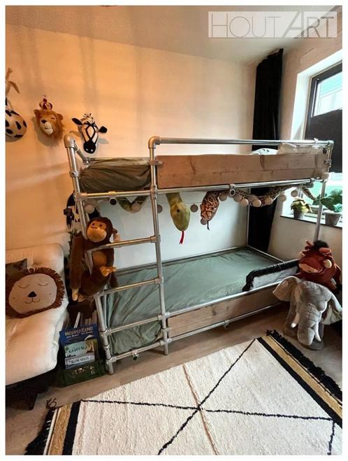 STAPELBED VAN STEIGERHOUT MET STEIGERBUIS!, Kinderen en Baby's, Kinderkamer | Stapelbedden en Hoogslapers, Nieuw, Stapelbed, Ophalen of Verzenden