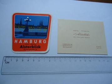 sticker oud Hotel Hamburg jaren 50 ! Alsterblick visitekaart beschikbaar voor biedingen