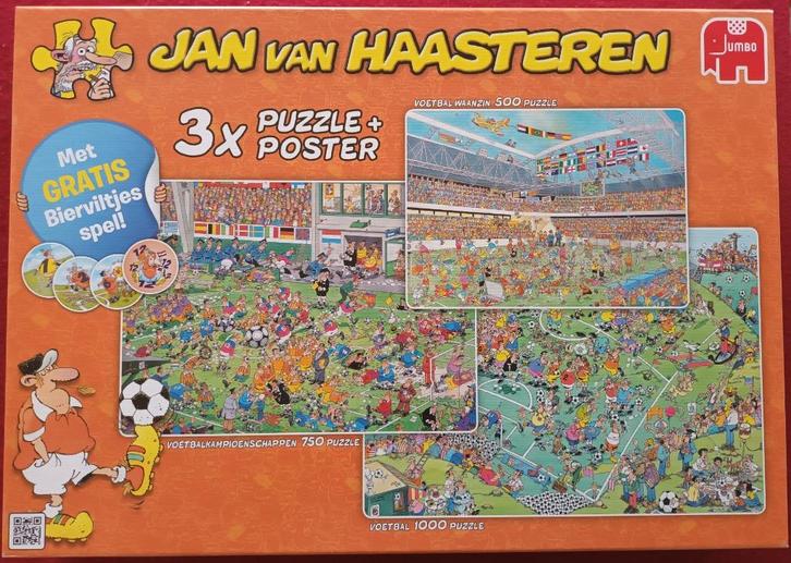 Jan van Haasteren legpuzzels 3 x Voetbalwaanzin 1000/750/500, Hobby en Vrije tijd, Denksport en Puzzels, Zo goed als nieuw, Legpuzzel