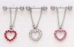 p095 tepelpiercing met strass hart, Sieraden, Tassen en Uiterlijk, Piercings, Ophalen, Staal, Overige typen, Nieuw