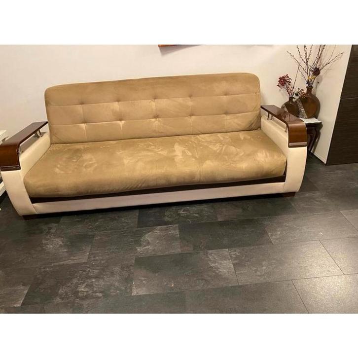 2 Zitbanken (slaapbank & opslag) - 4-persoons & 2,5-persoons, Huis en Inrichting, Banken | Sofa's en Chaises Longues, Zo goed als nieuw