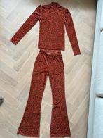 Colourful Rebel Co-ord set flared broek + top velvet oranje, Bruin, Colourful Rebel, Ophalen of Verzenden, Zo goed als nieuw