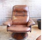 Vintage leren stoel, Huis en Inrichting, Ophalen, Gebruikt, Vintage, 75 tot 100 cm