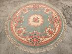 Handgeknoopt rond Aubusson tapijt floral mint 180x180cm, Huis en Inrichting, Overige kleuren, 150 tot 200 cm, Aubusson Frans floral Oriental hype