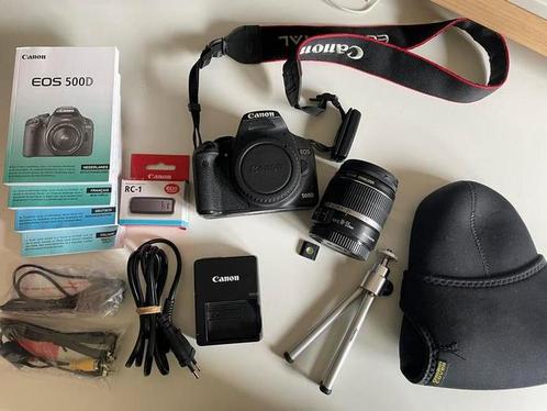Canon EOS 500D DSLR incl hoes, tripod en afstandsbediening, Audio, Tv en Foto, Fotocamera's Digitaal, Gebruikt, Spiegelreflex