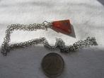 40.  Oud kettinkje+hanger, mosagaat,  60 cm, Sieraden, Tassen en Uiterlijk, Antieke sieraden, Ophalen