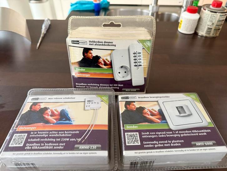 KlikAanKlikUit Set: Dimmer, Schakelaar, Bewegingsmelder, Doe-het-zelf en Verbouw, Elektra en Kabels, Nieuw, Ophalen of Verzenden