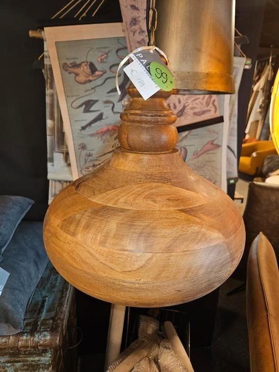 Hanglamp hout opruiming by-boo, Huis en Inrichting, Lampen | Hanglampen, Zo goed als nieuw, Minder dan 50 cm, Hout, Ophalen of Verzenden