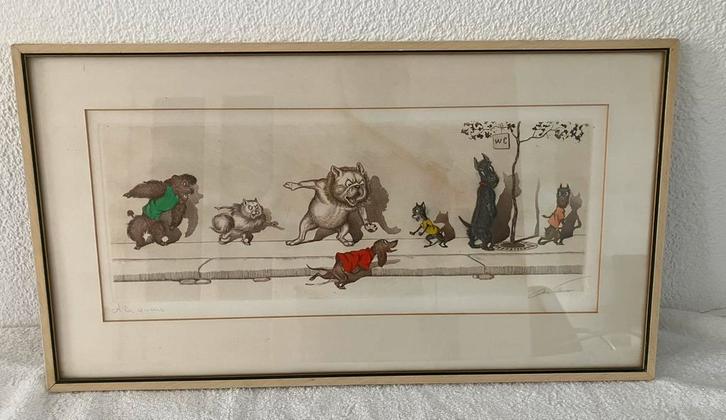 Boris O’klein ets / à la queue dirty dogs of Paris, Antiek en Kunst, Kunst | Etsen en Gravures, Ophalen of Verzenden