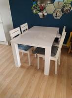 Eettafel hoogglans wit 140x90, Ophalen, Kunststof, Gebruikt, 100 tot 150 cm